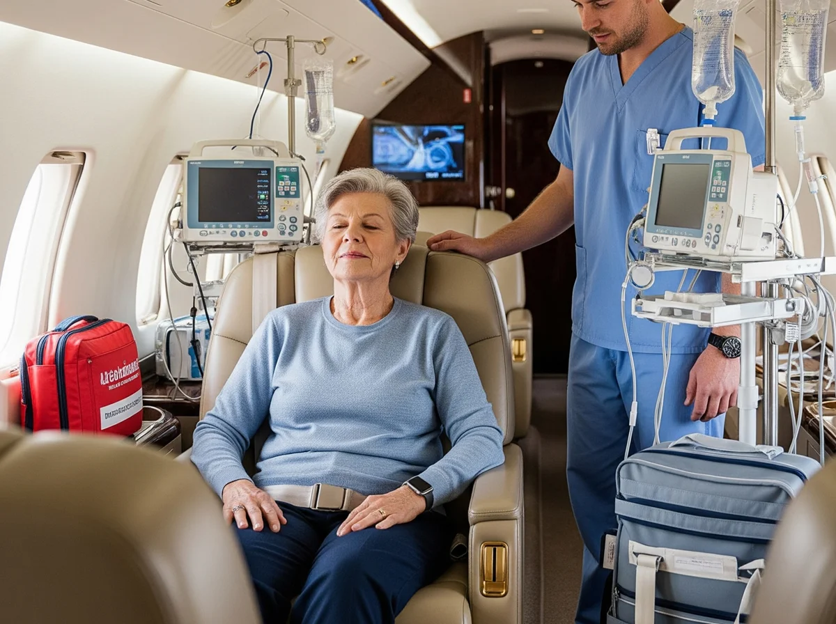 Air ambulance interior with medical equipment