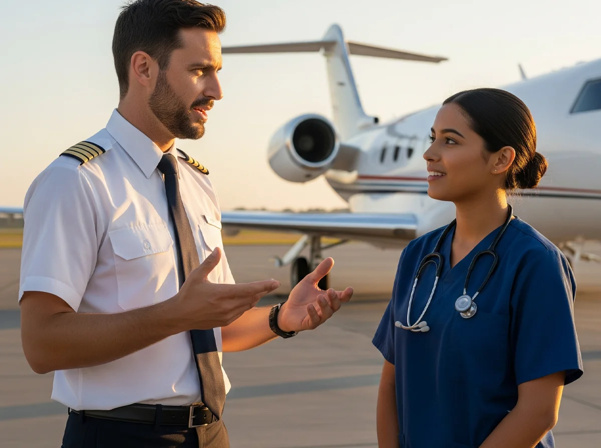 Air ambulance crew and aircraft