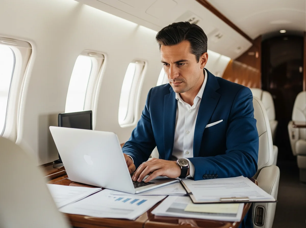 Private jet booking assistance for executives